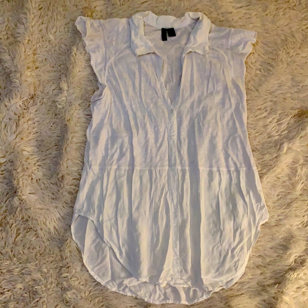 Anthropologie white cotton too, size M